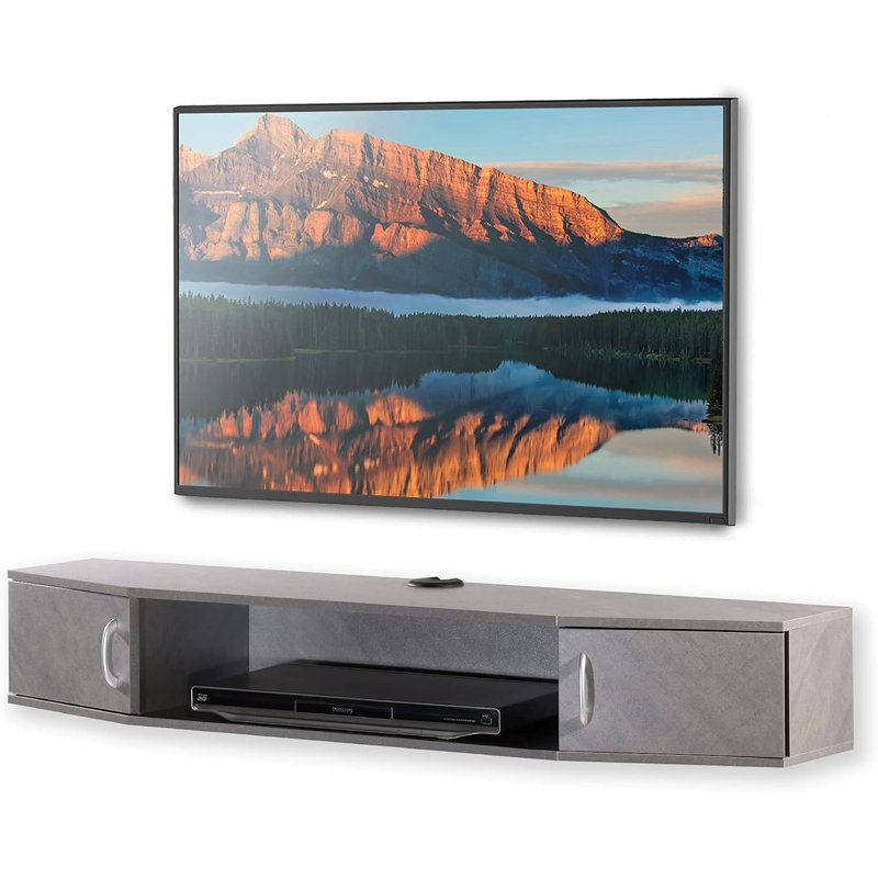 Meisha Unfinished Floating TV Stand for TVs up to 55", Stone Gray/Blue