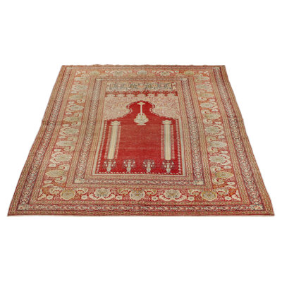 4x6 Red and Beige Turkish Silk Rug