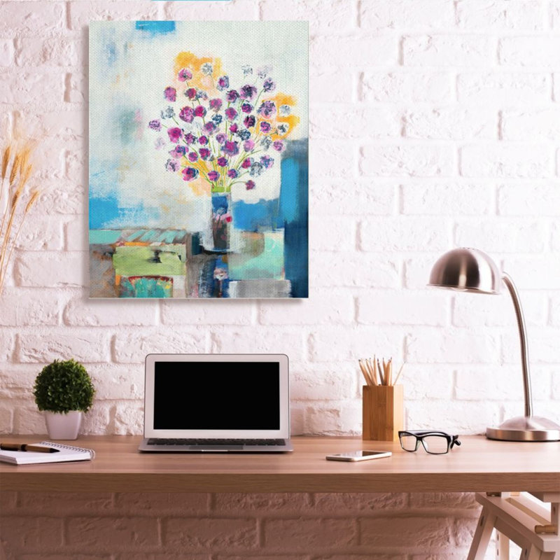 «Rose Flowers Still Life Abstract Color Patchwork», reproduction d'impression, Wrapped Canvas, 48" H x 36" W x 1.5" D