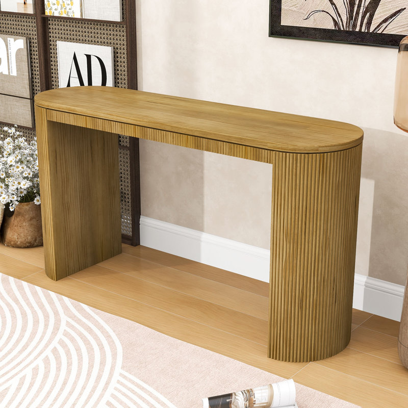 Console courbée à rayures verticales pour le vestibule ou le salon, Naturel