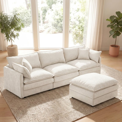 102" Modern Modular L-Shaped Sectional Sofa with Removable Ottoman