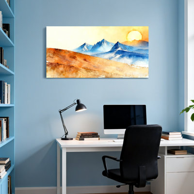 «Landscape & Nature Mountain Landscape Sunset», reproduction d'art à l'aquarelle