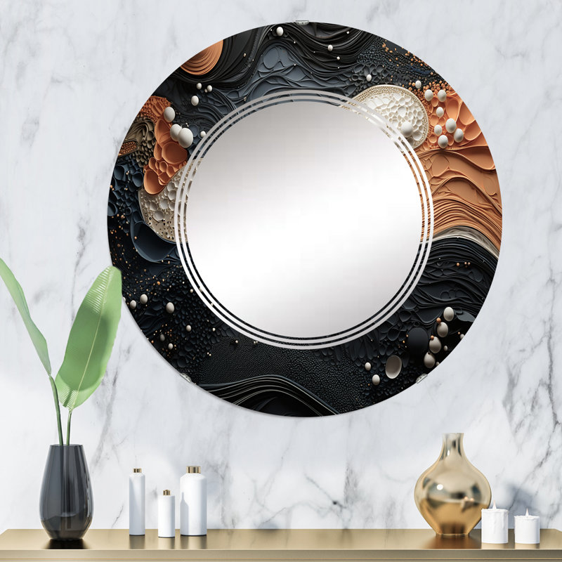 Kielle - Miroir mural moderne rond, 32 po x 32 po