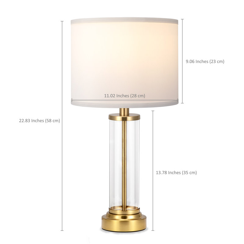 Ensemble de lampes de table 23 po en verre moderne avec contrôle tactile à 3 voies et USB A&C, Doré