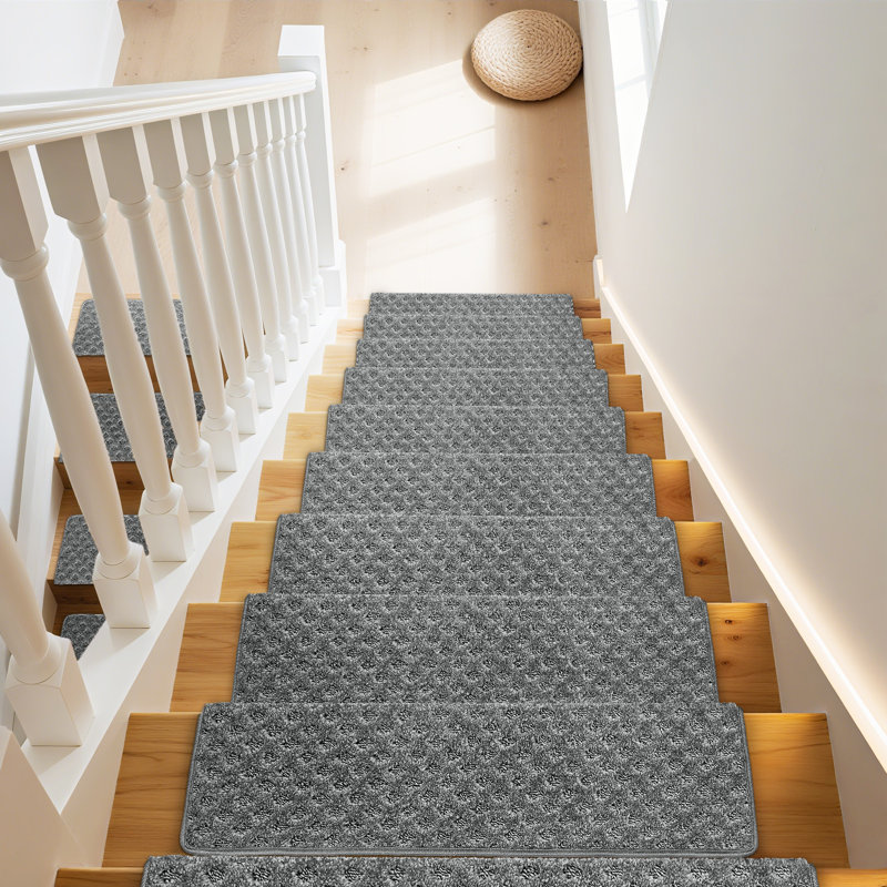 Ensemble de 12 tapis en polypropylène à motif de treillis Bullnose, Gris
