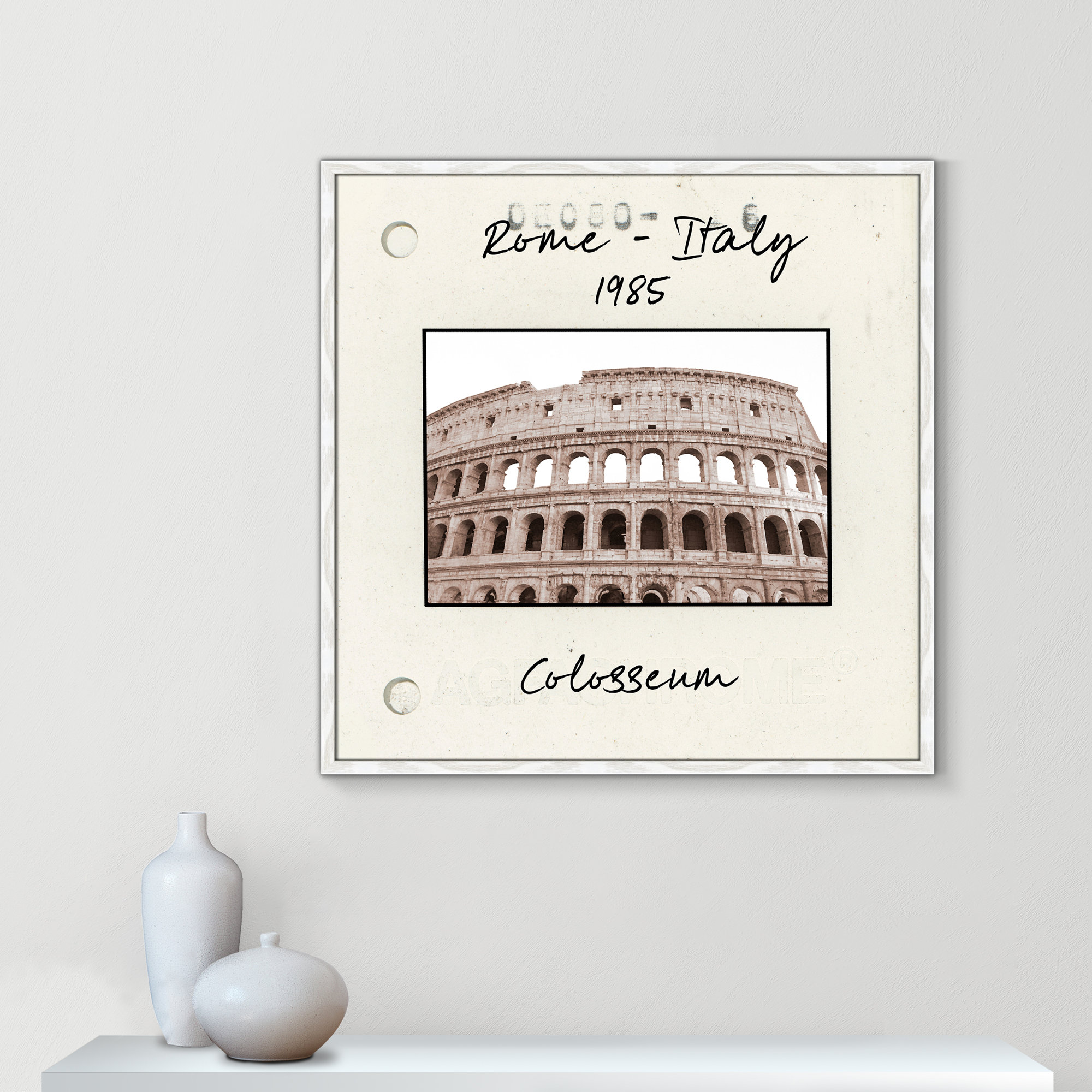 Rome, Italy - Colosseum Print by Natalie Carpentieri, White Single Picture Framed Paper, 32" H x 32" W x 0.75" D