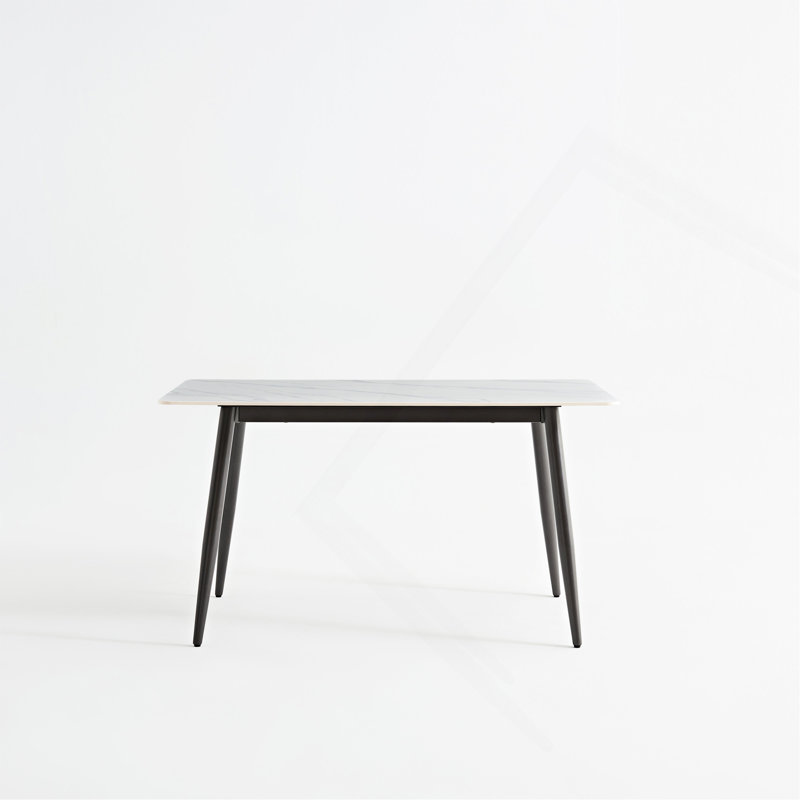 Large Rectangular Table With Strong Metal Base Modern Stone Dining Table For Kitchen 1.4M, 29.33"H x 55.18"L x 31.49"W