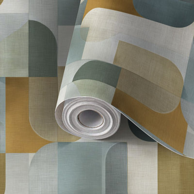 Peel and Stick Wallpaper Contact Paper Symmetrical Modular Elegant Neutral Tones Self Adhesive and Removable 17.7in x 118in(45x300cm)