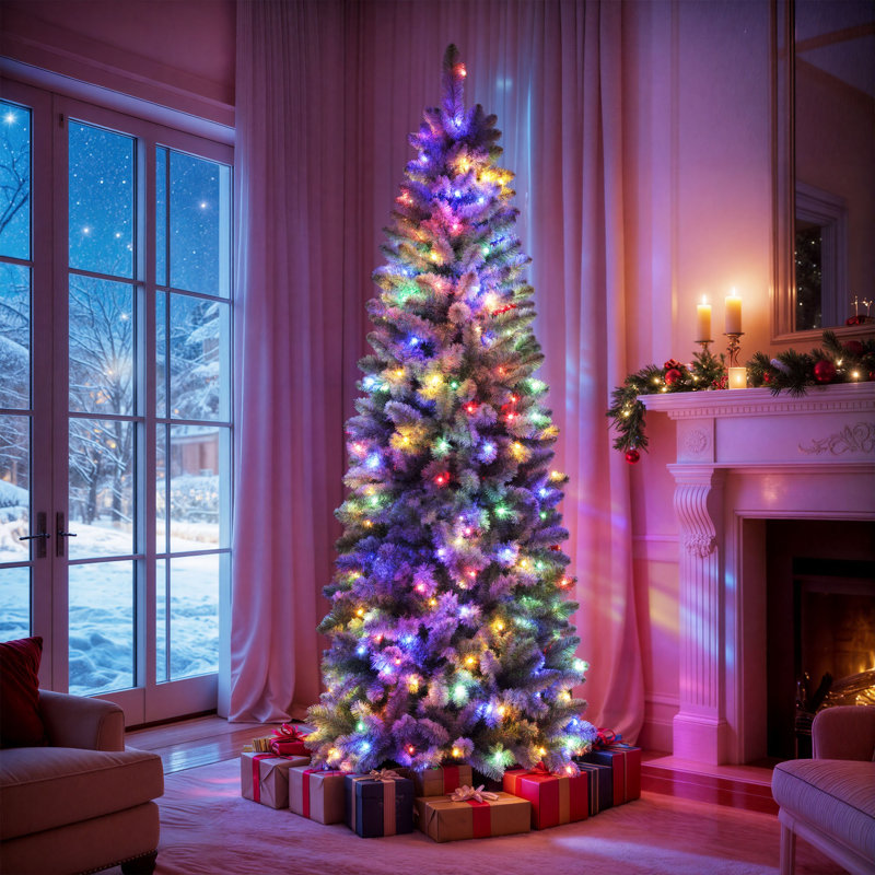 Sapin de Noël artificiel élancé enneigé 6 pi avec 2 couleurs claires