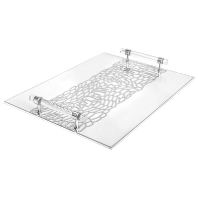 Acrylic Challah Tray With Cylinder Handles