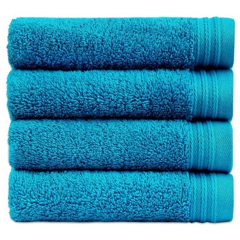 Kendra 4 Piece 100% Cotton Hand Towel Set, Petrol