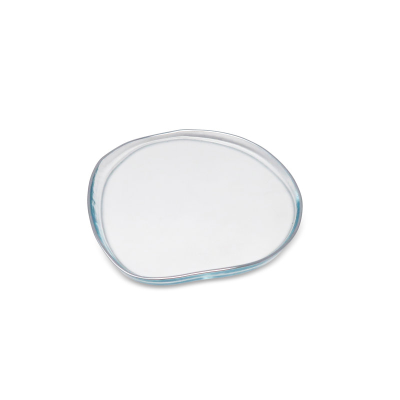 4 assiettes à dessert de forme organique avec rebord coloré, Argent