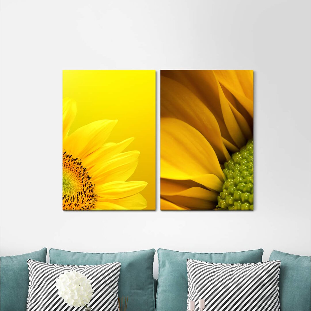 2-tlg. Leinwandbilder-Set - Fotografie „Sunflower Yellow Orange Summer Positive Warm”