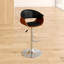 Tabouret de bar pivotant à hauteur ajustable Allin en similicuir, bois de noyer et chrome-1605094098