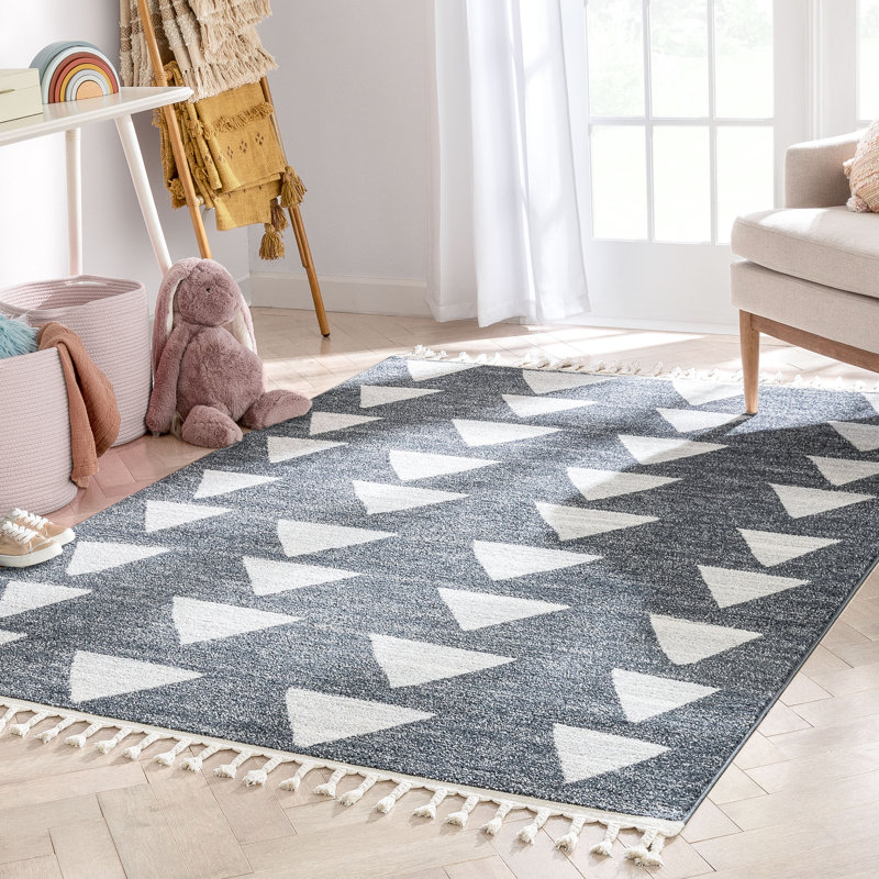 Kennedy Triangles Grey Children's Rug, Rectangle 160 x 220cm