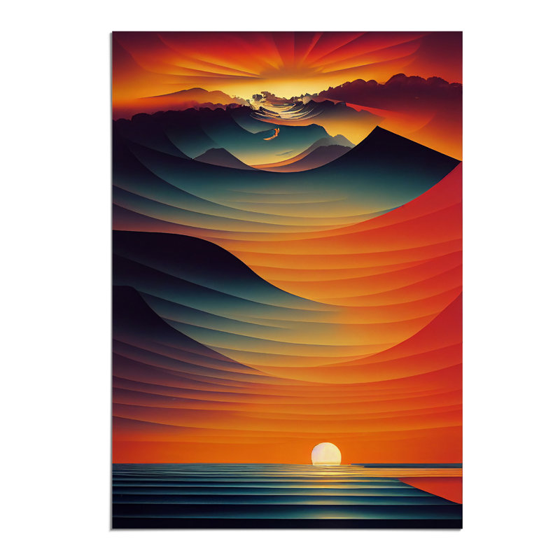 XV1022-3946X Showstopping Abstract Ocean Sunset - Print, No Matte, 42cm H x 29.7cm W, Paper