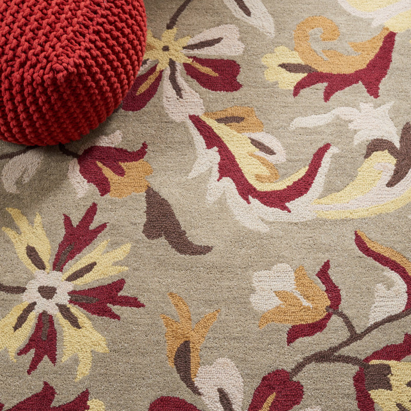 Tapis floral en laine touffeté à la main Arber Jardin, Rectangle 4 pi x 6 pi