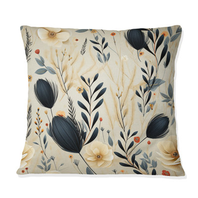 Nomadic Elegance Boho Ferns Pattern - Floral Printed Throw Pillow