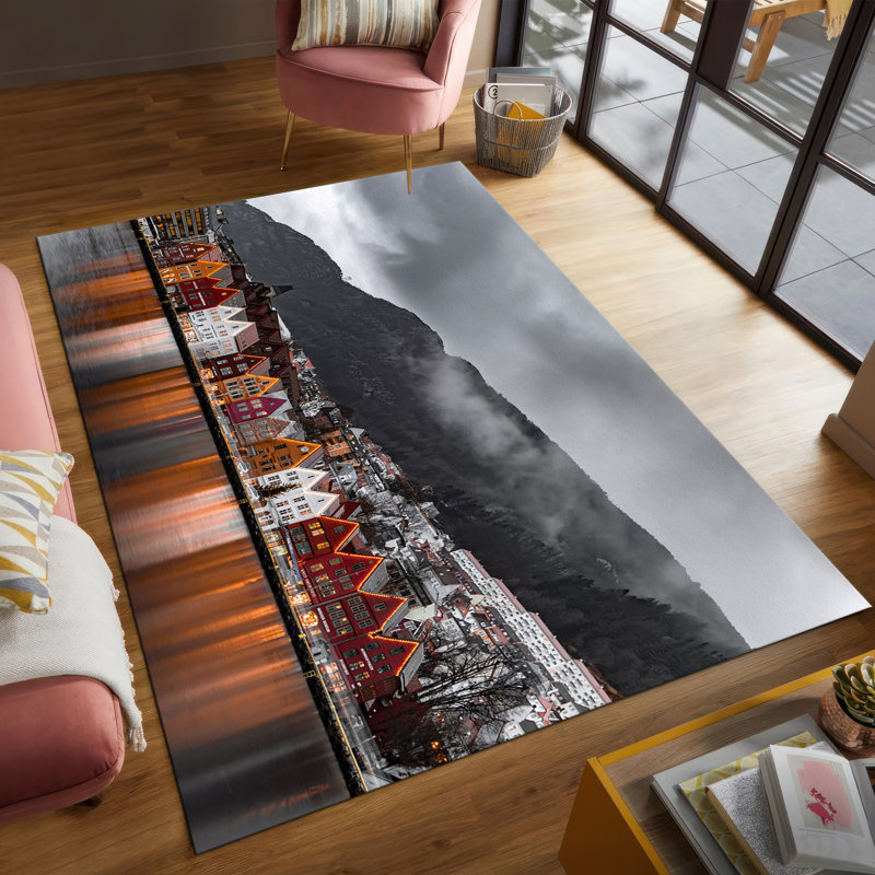 Soft-Type Non-Woven Printed Rug with Intricate Floral Design and Rich Color Palette Ideal for Enhancing Home Decor