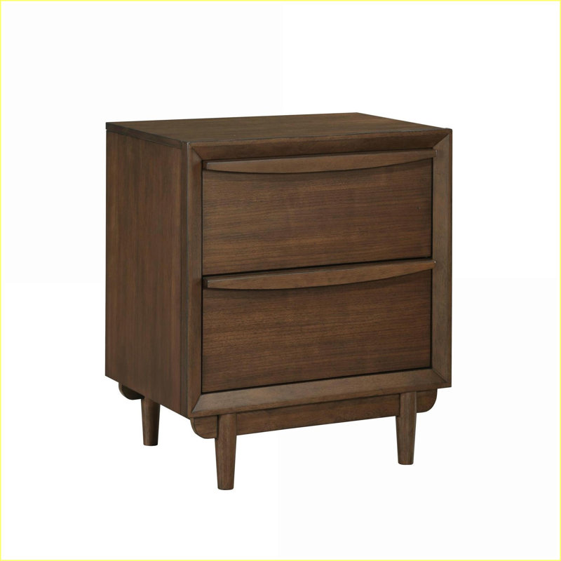 Table de chevet Mid-Century moderne en noyer avec 2 tiroirs et port de charge