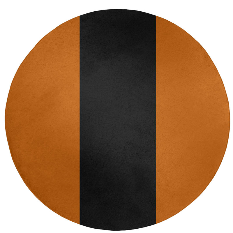 Tapis orange/noir, Rond 5 pi