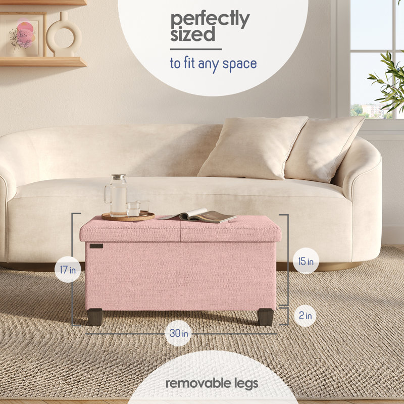 Banc de rangement avec repose-pieds Vérrant, H 15 po x l 30 po x P 15 po, Pink