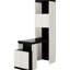 Lit double noir + blanc avec tablettes de rangement et fonction de bureau pour optimiser l'espace