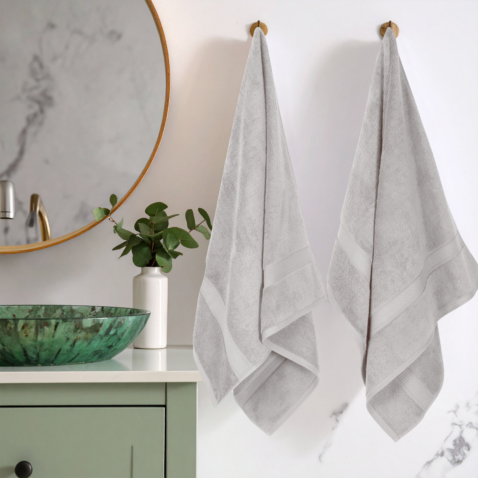 2-Piece Egyptian Cotton Bath Towel Set, Silver