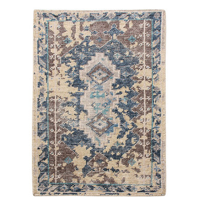 Rug & Kilim One-of-a-kind Hand-knotted 2' X 3' Wool Area Rug In Beige/gray/blue In Blue;beige;gray