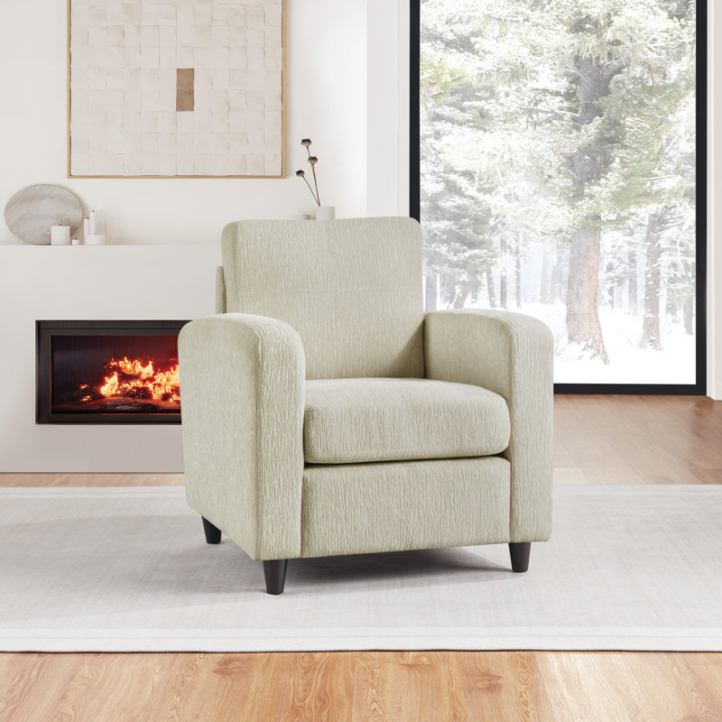 Fauteuil capitonné large de 30 po Pippen, Tissu crème
