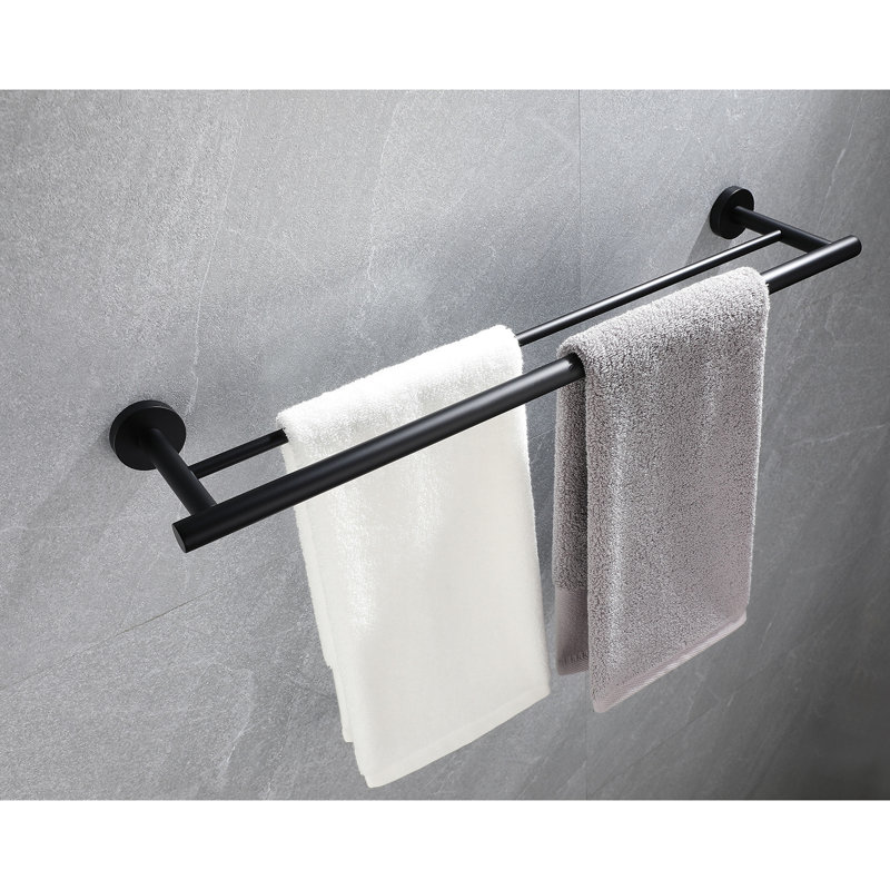 Support mural noir mat pour barre à serviettes - Fabriqué en acier inoxydable pour une grande durabilité, Noir mat