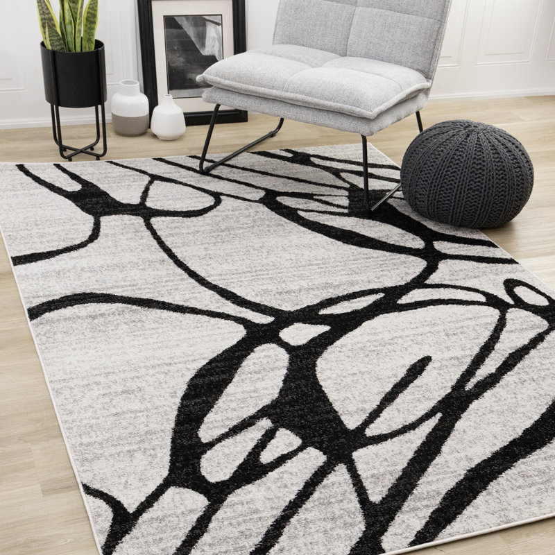 Tapis intérieur gris Brue Modern Swirls, Rectangle 7 pi 10 po x 10 pi 6 po