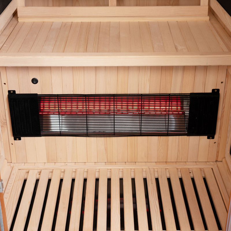 1-Person Indoor FAR Infrared Sauna in Premium Japanese Cedar with Red Light Therapy, Bluetooth Speakers, Smart Control Panel & Chromotherapy Lighting