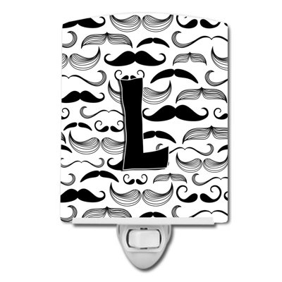 Moustache Initial Ceramic Night Light