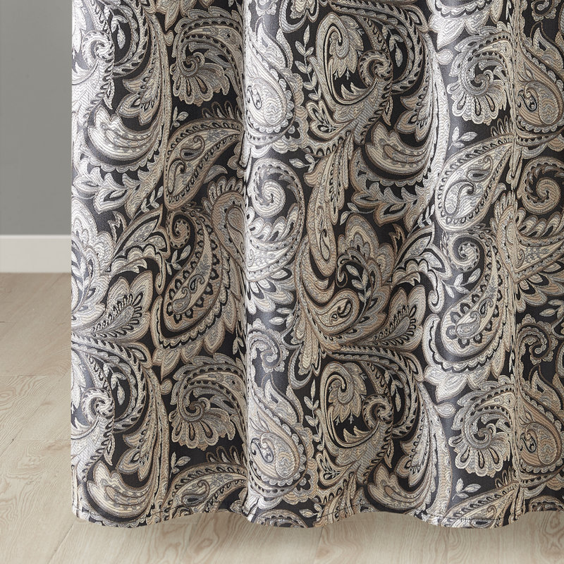 Aubrey Paisley Jacquard Shower Curtain, Black, 72" H x 72" W
