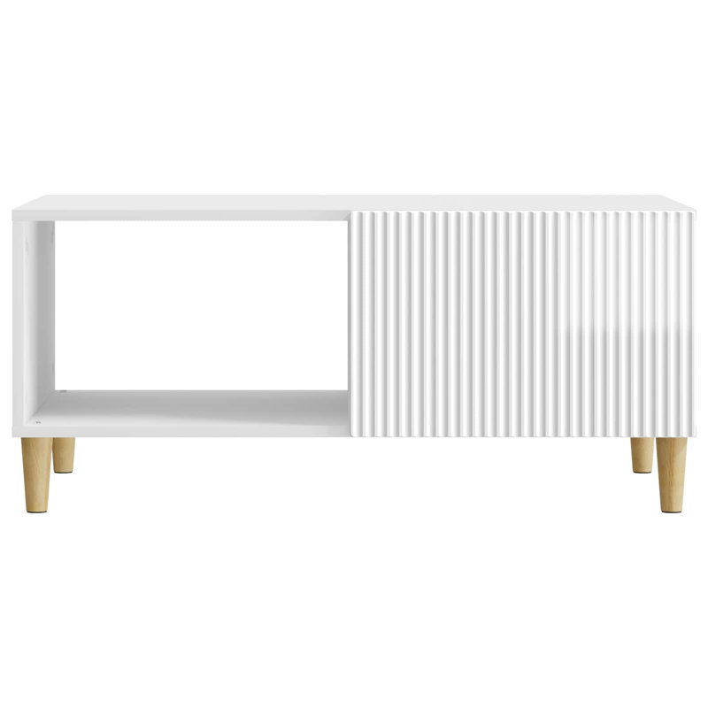 Coffee Table with Storage, 40cm H x 90cm L x 50cm W, High Gloss White