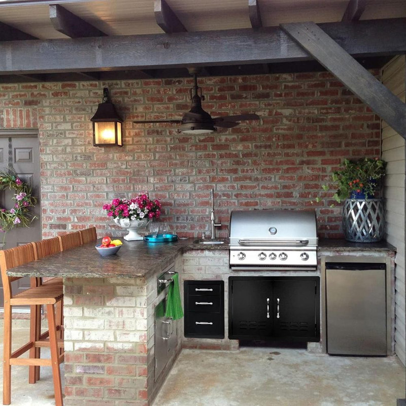 Tiroir de rangement encastré triple pour barbecue