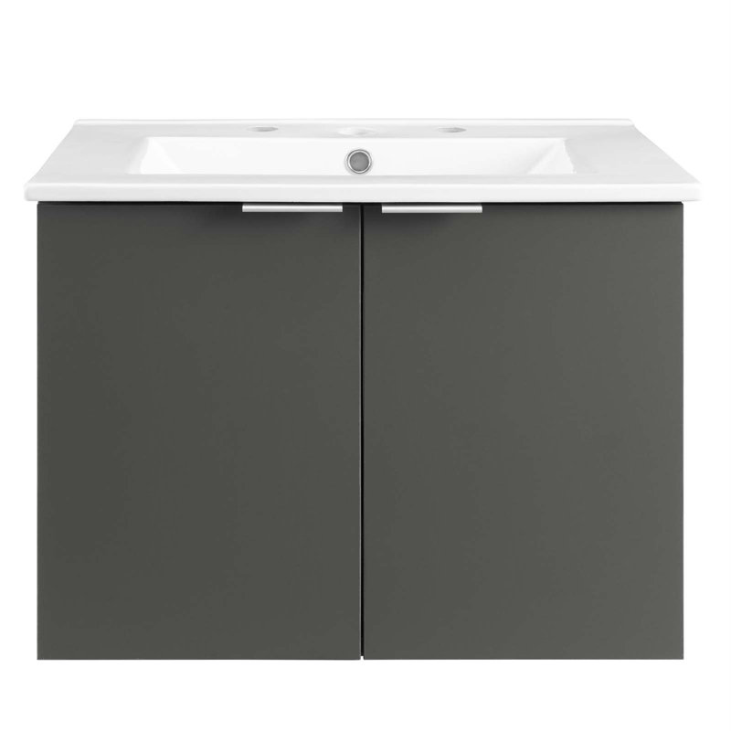 Meuble-lavabo mural 24 po Maybelle, Gris / blanc