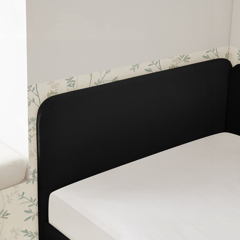 Upholstered Platform Bed Frame with Drawers, Twin, Black