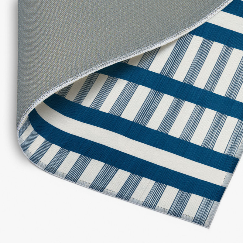 Tapis intérieur / extérieur blanc HorizontalStripes, Rectangulaire 8 pi x 10 pi