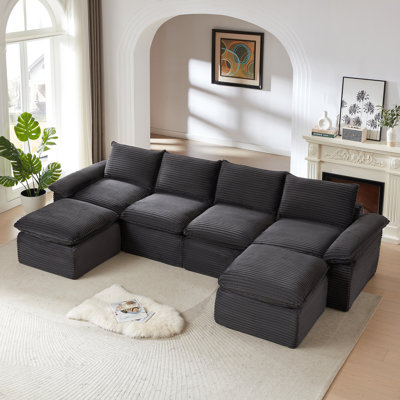 Le canapé moderne en nuage de velours côtelé, qui peut être librement combiné et offre une expérience d'assise confortable, convient aux meubles de salon modernes dans les maisons, les appartements et les bureaux