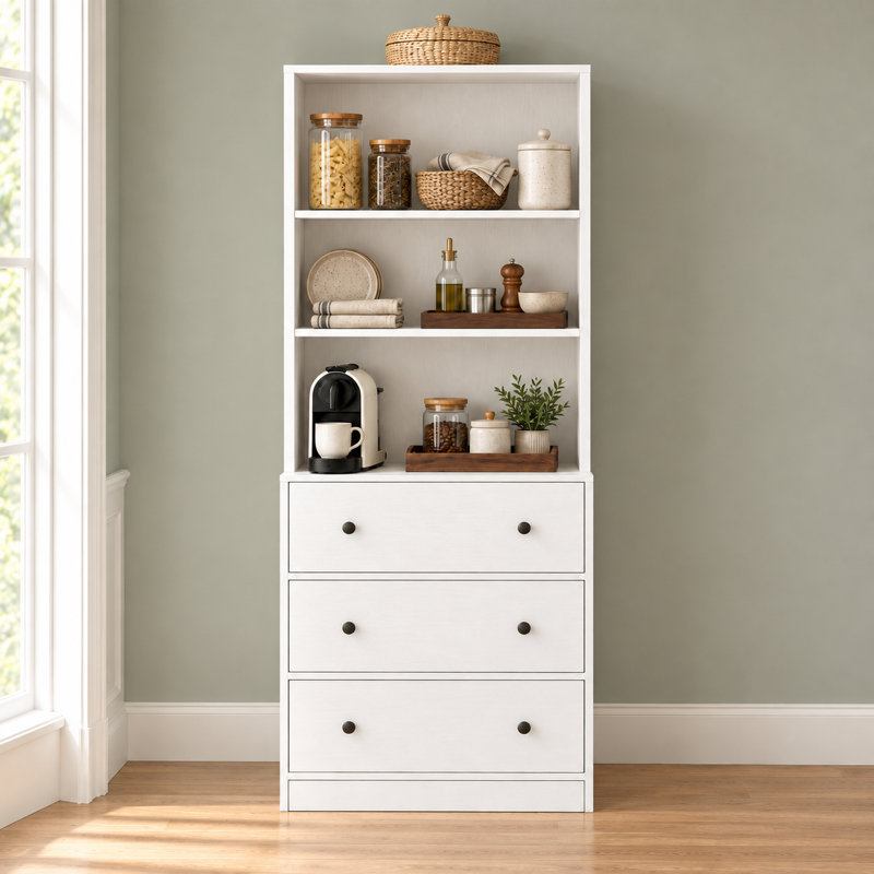  Koutarou 71" H x 23.6" W Kitchen Pantry,White, White