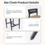 Tabourets de bar d'extérieur modernes de 2 pièces, chaise de bar de patio en aluminium avec dossier ergonomique, pieds fuselés, repose-pieds, noir Ember, coussin Sunbrella, résistant aux intempéries, pour jardin, bord de piscine et îlot de cuisine-468453957