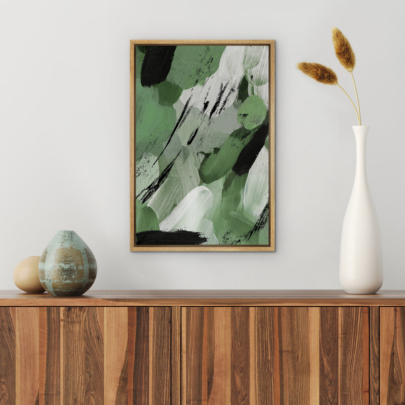 «Green Modern Rustic Abstract Room Decor», impression sur toile encadrée, H 36 po x l 24 po, Naturel