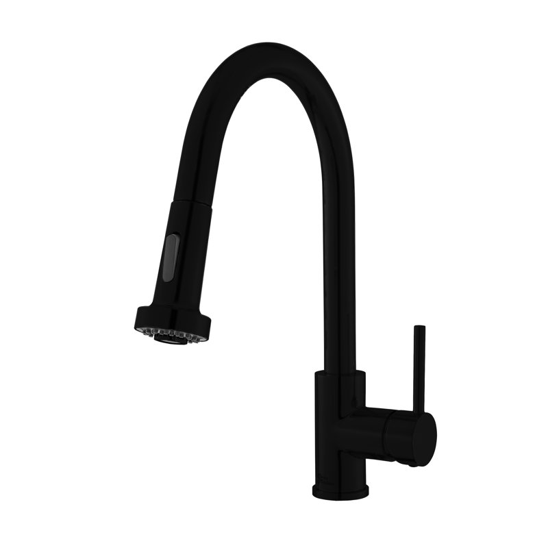 Robinet de cuisine à poignée simple Nouvet, Noir mat