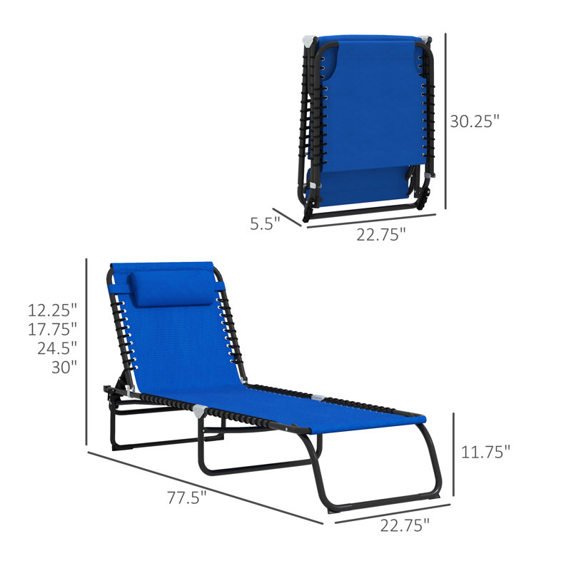 Méridienne pliante Outsunny, Bleu très foncé