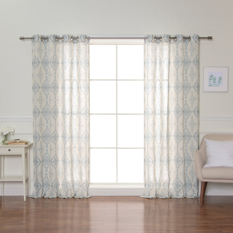 Futrell Semi Sheer Curtain Panel Pair, Blue