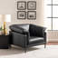 Fauteuil stationnaire en cuir noir avec accoudoirs Izikson