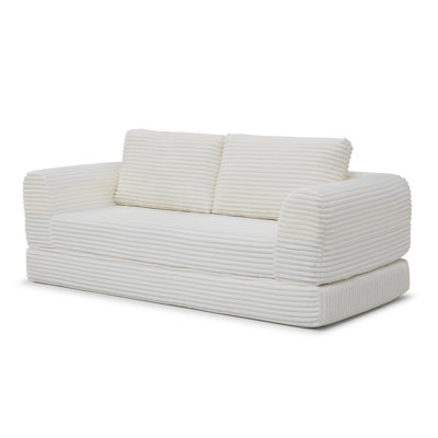 2-In-1 Folding Convertible Sofa Bed With Corduroy Upholstery And Pull-Out Sleeping Function For Modern Living Spaces.