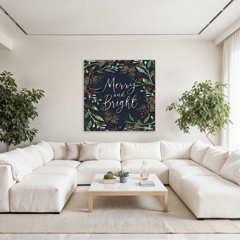 Merry And Bright Modern Farmhouse Modern, H 48 po x l 48 po